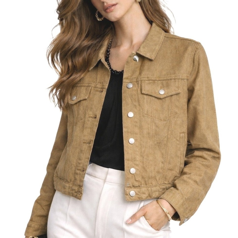 HELMUT LANG Women's Classic Denim Trucker‎ Jacket Brown Tan Size Medium